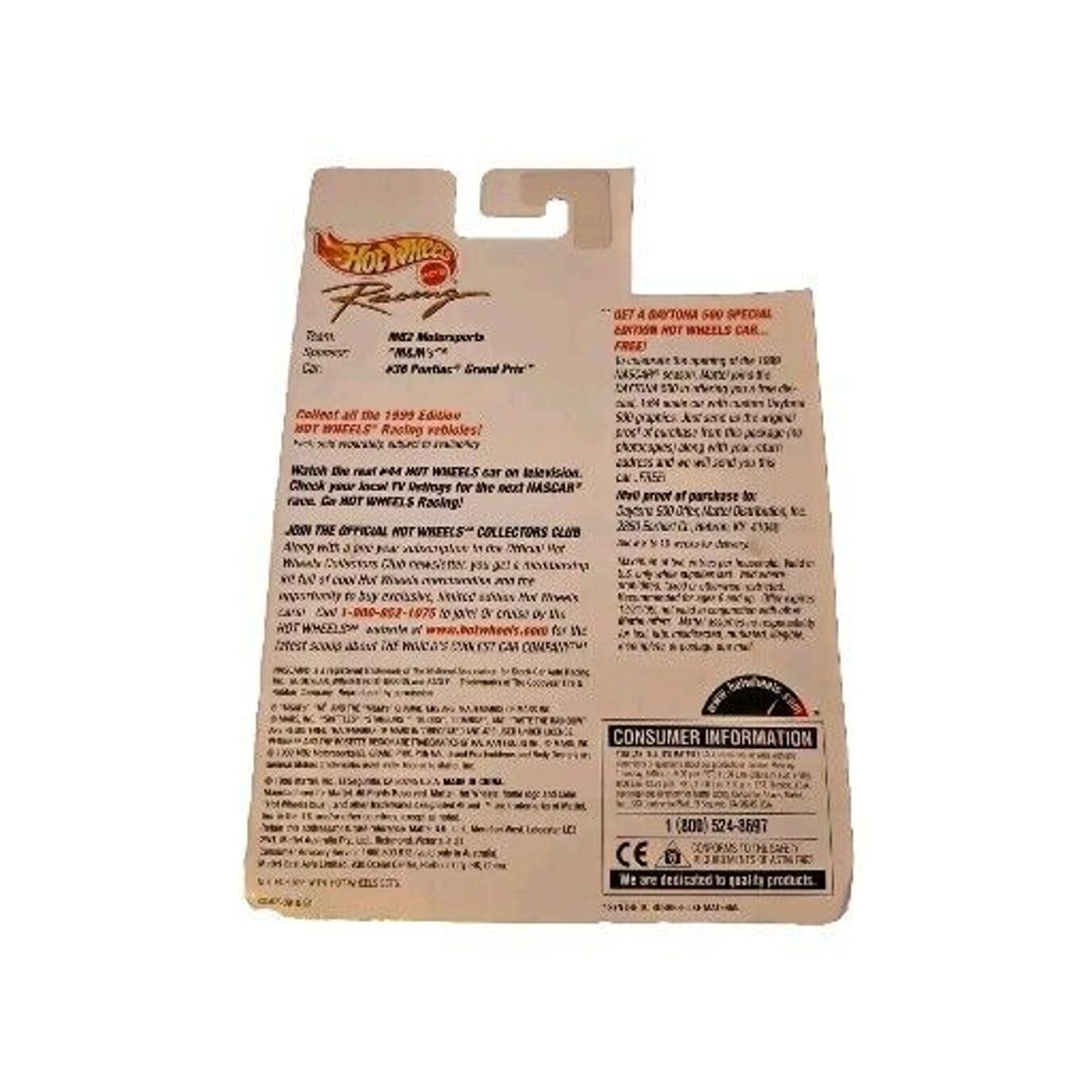 Vint 1999 Hot Wheels Racing 1:64 Stock Car #36 Ernie Irvan M&M’s Pontiac Diecast