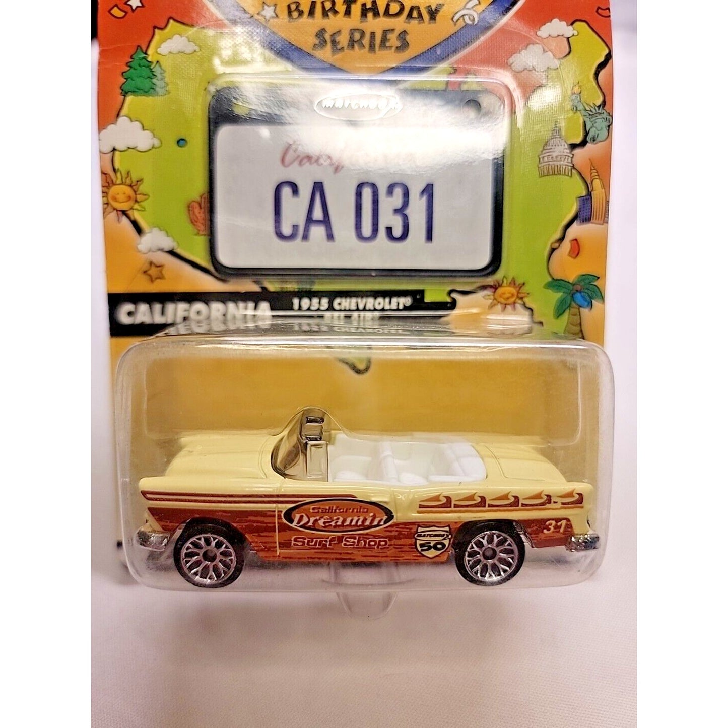 Matchbox Across America California 1955 Chevrolet Chevy Bel Air Convertible 1/65