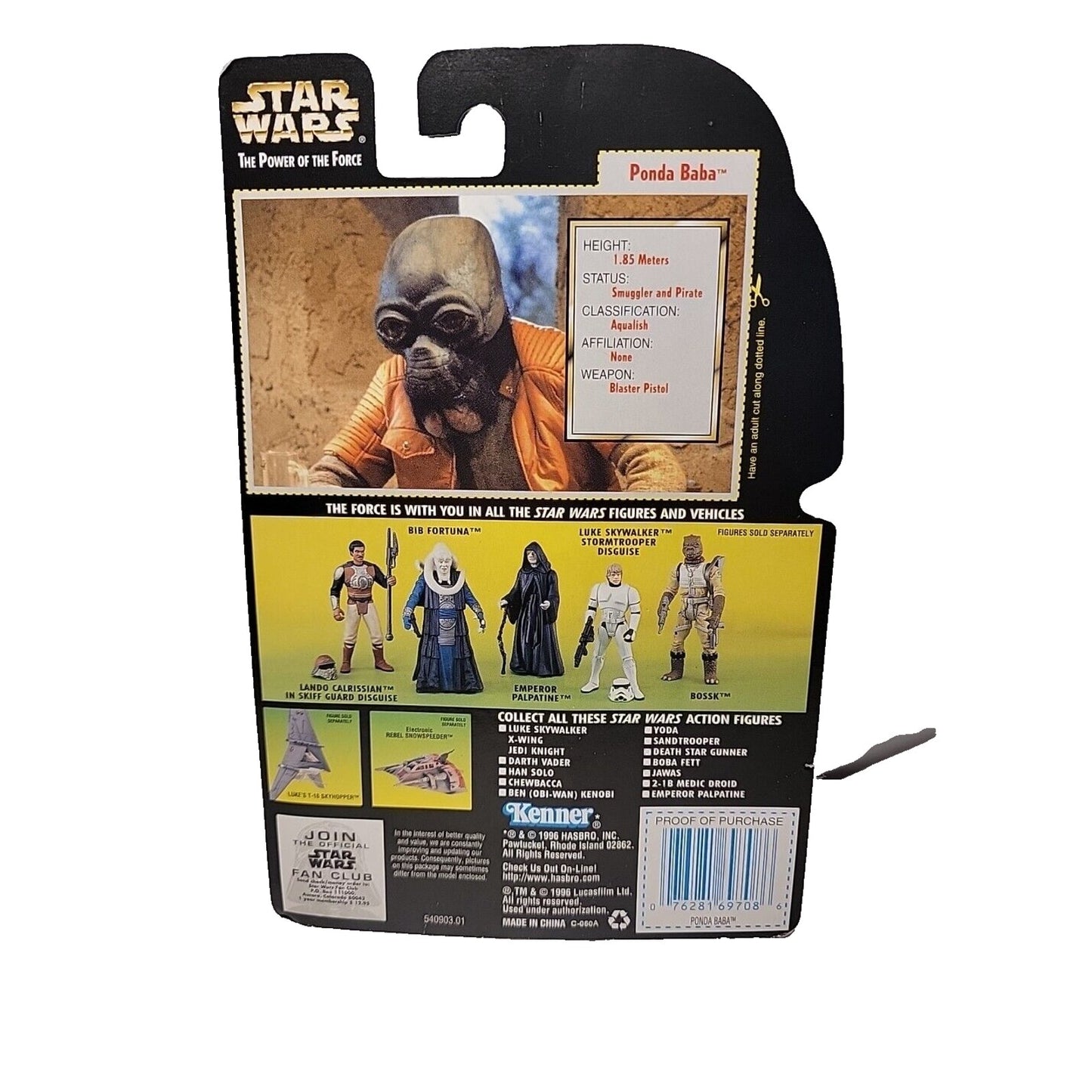 Star Wars Power of the Force PONDA BABA 3.75" Action Figure 1996 Hologram