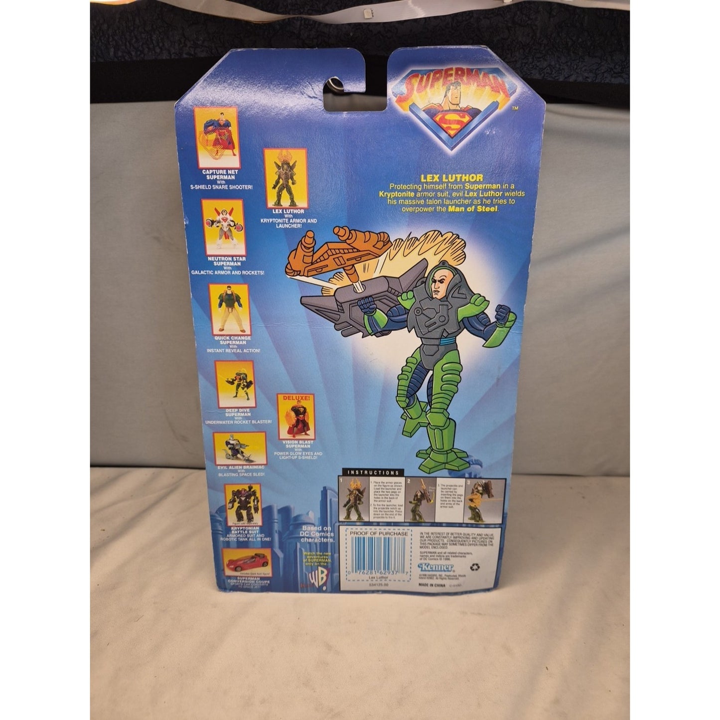 1996 Kenner Superman Lex Luthor With Kryptonite Armor And Launcher Action Figure