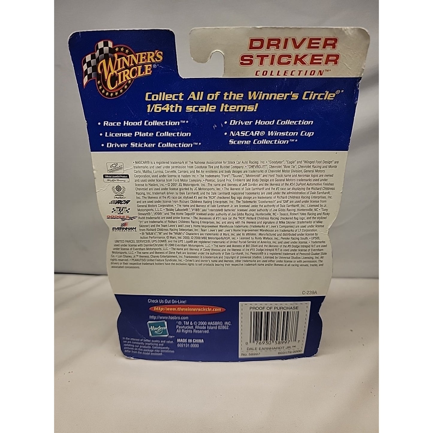 2000 Winners Circle 1/64 Dale Earnhardt Jr #8 2000 /Driver Sticker collection