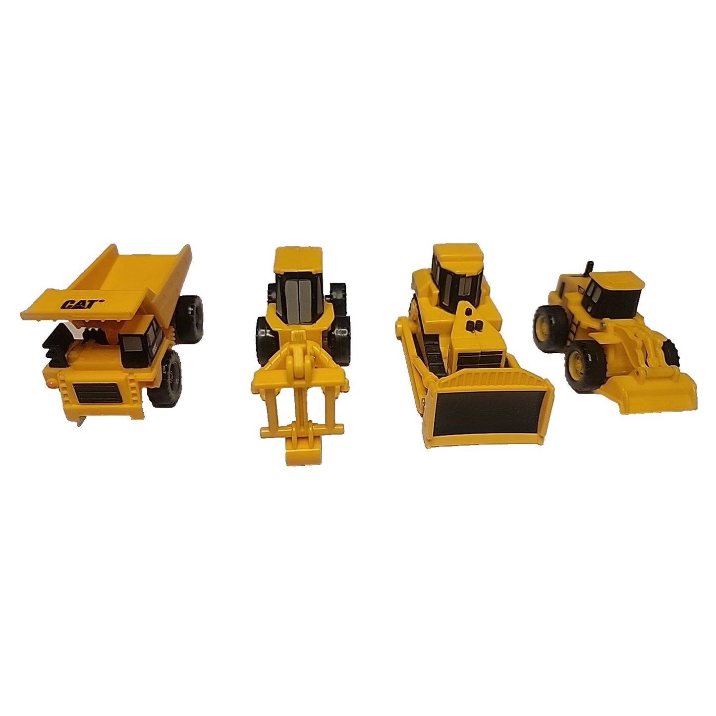 Lot of 4 Caterpillar Style Plastic Construction Vehicles Toys Truck 4" to 6"