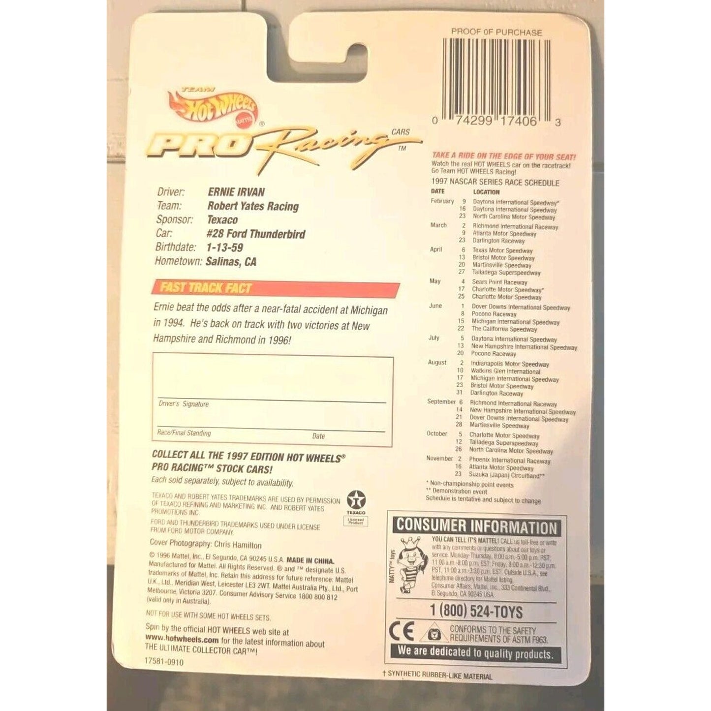 1997 Hot Wheels Havoline #28 Ernie Irvan 1/64 Scale Car