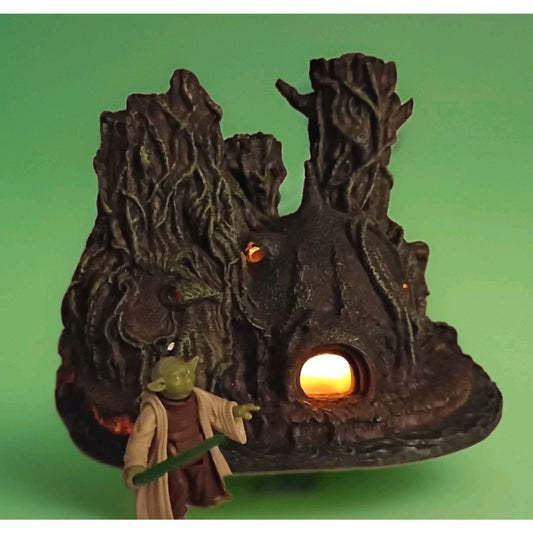 2009 Hawthorne Star Wars Galactic Village YODA's HOUSE Dagobah Yoda lights Work