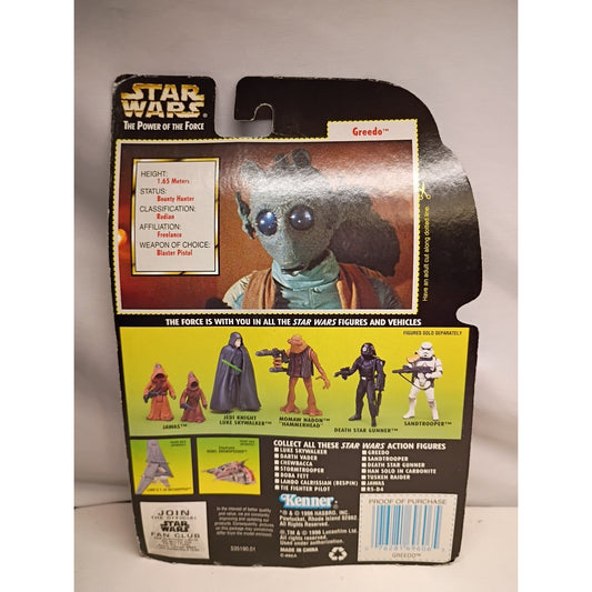 1996 Star Wars POTF Green Card Greedo Figure