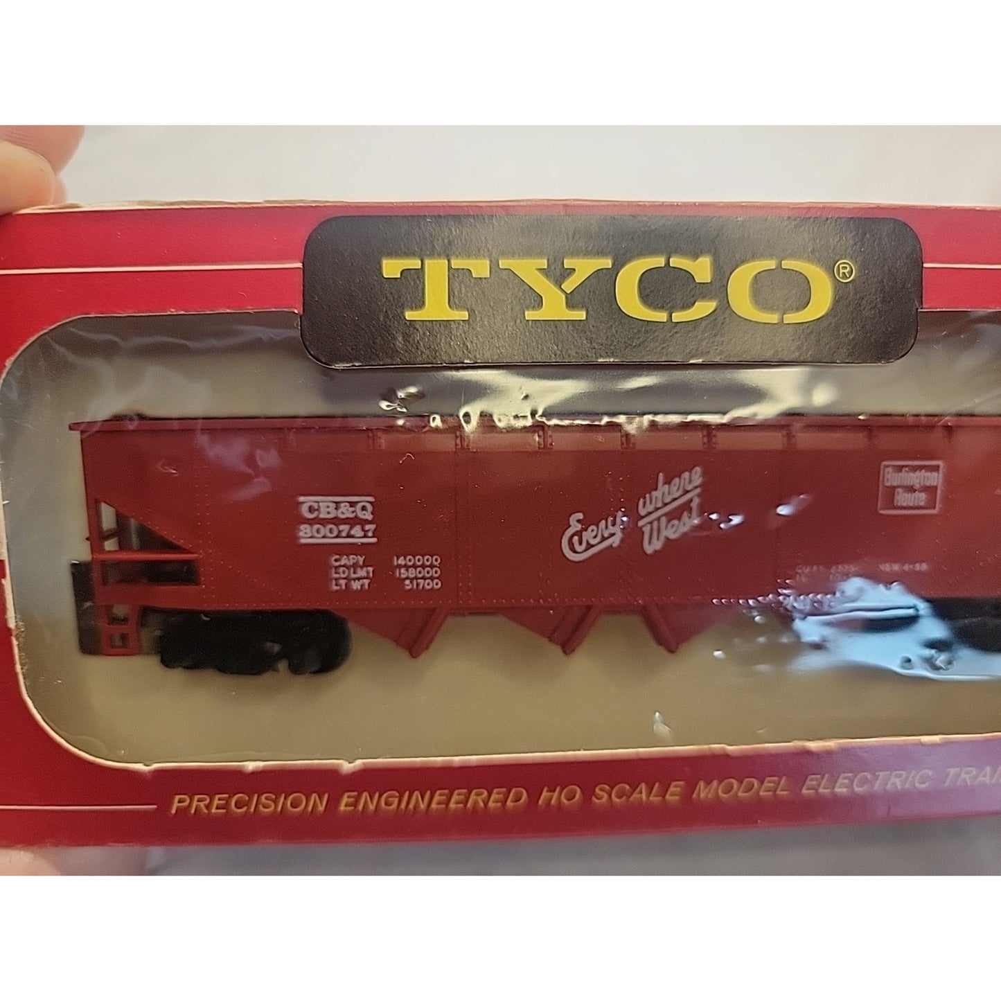 HO Scale Tyco CB&Q Burlington Route Hopper with Original Box - 300747 -