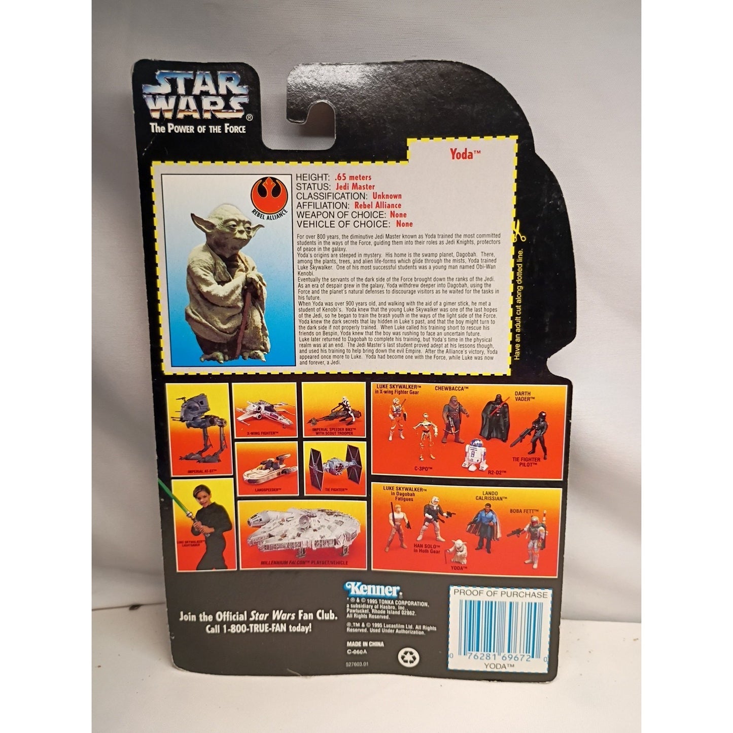 Kenner Star Wars Yoda With Jedi Trainer Backpack And Gimer Stick Action Figure