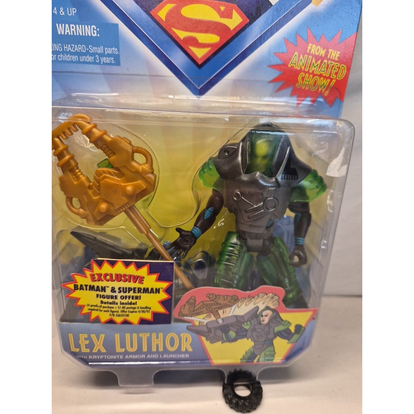 Superman Animated Series Lex Luthor W/Kryptonite Armor & Launcher Hasbro 1996