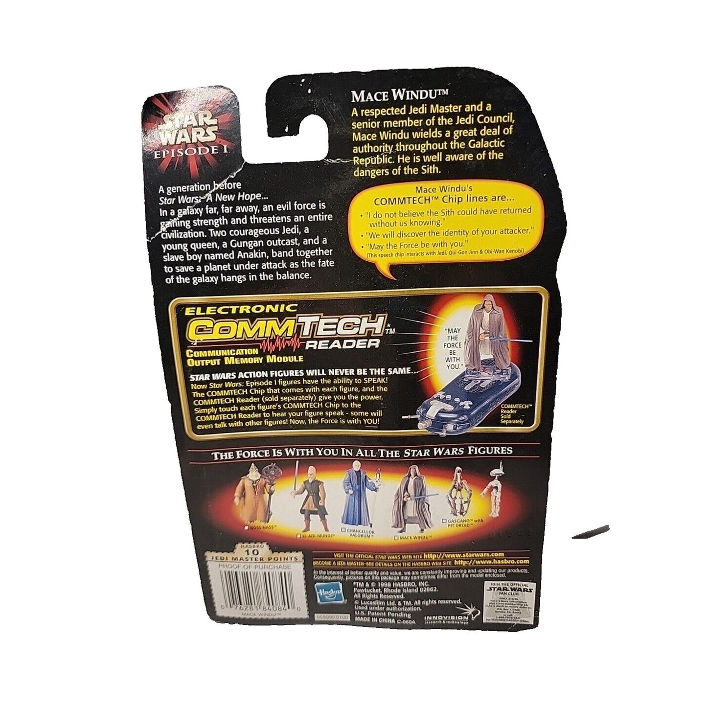 Star Wars Episode 1 The Phantom Menace Mace Windu lightsaber Commtech by Hasbro