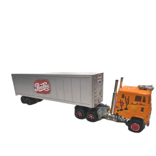 Vintage Majorette Low Loader Ford 1:87 Made In France - Pulling a Classic Pepsi