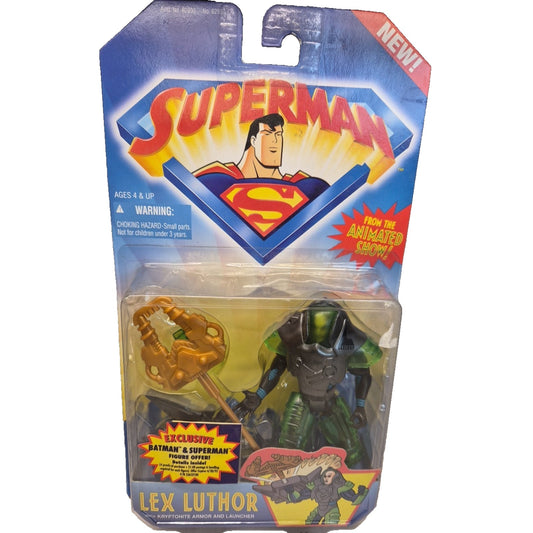 Superman Animated Series Lex Luthor W/Kryptonite Armor & Launcher Hasbro 1996