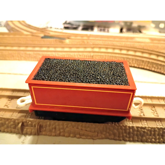 Vintage Mattel Thomas The Tank Engine Sodor Coal Car Adobe Gold Stripe Color