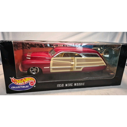 Hot Wheels 1950 Mercury Woodie Wagon 1:18 Scale Diecast Model Car Red Merc