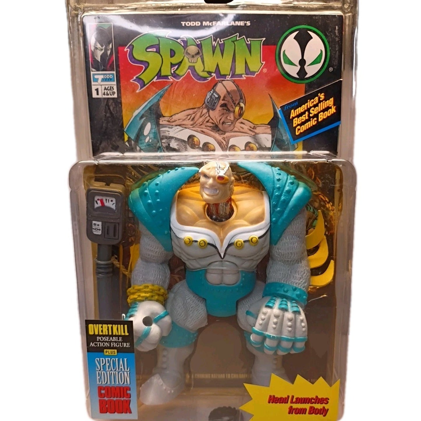 1994 McFarlane Spawn OVERTKILL Action Figure With Special Edition Comic Teal