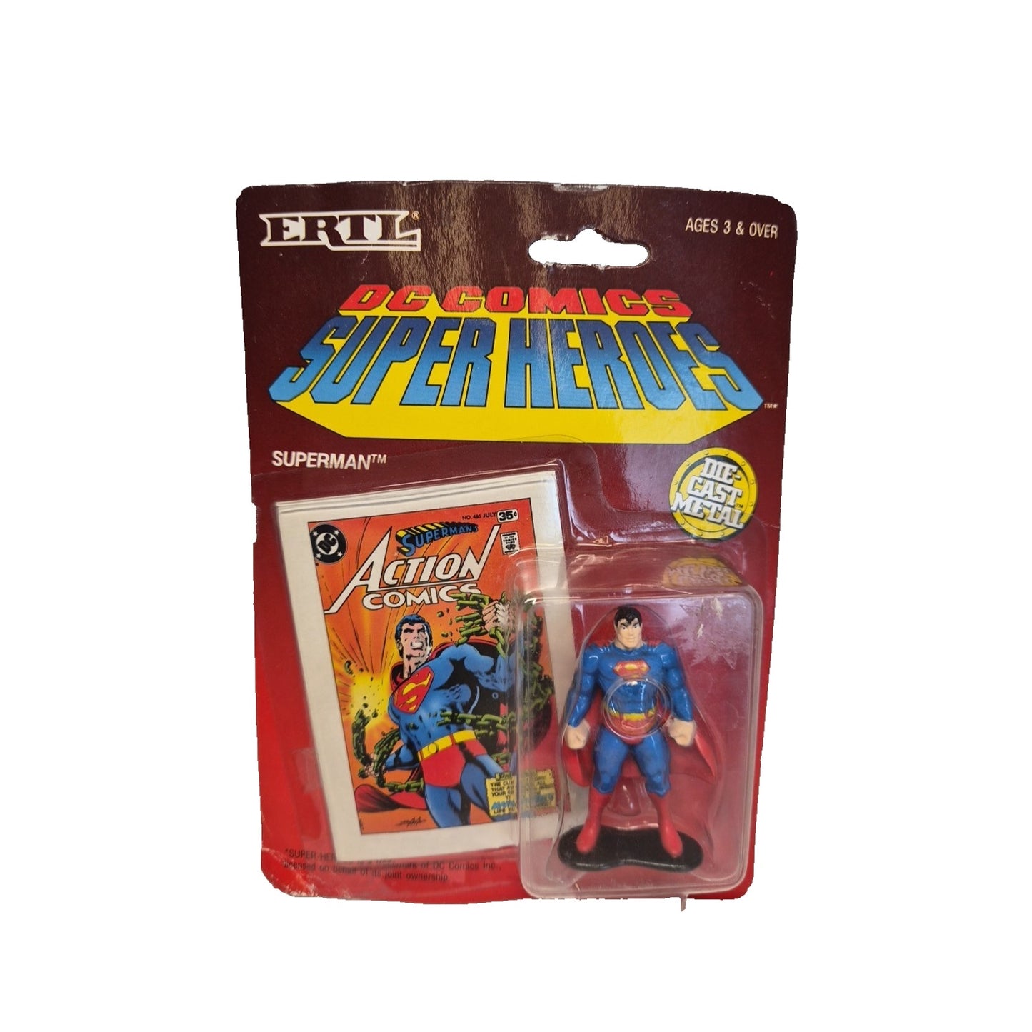 Vintage (1990) DC Comics Super Heroes diecast Superman with trading card by ERTL