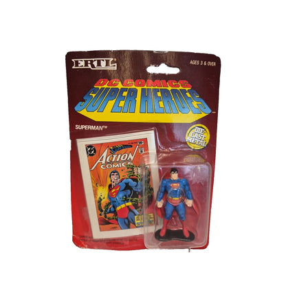 Vintage (1990) DC Comics Super Heroes diecast Superman with trading card by ERTL