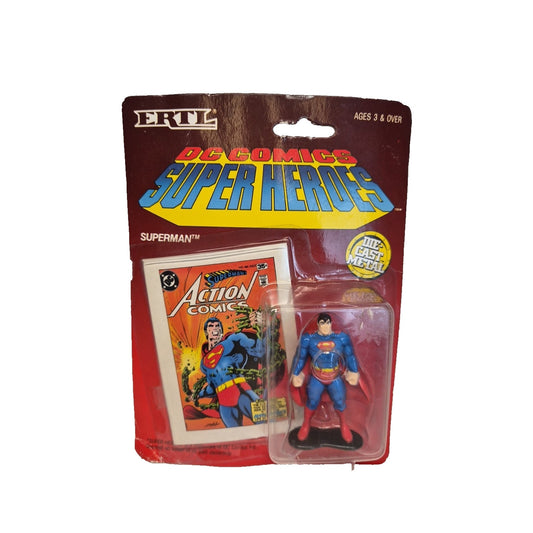 Vintage (1990) DC Comics Super Heroes diecast Superman with trading card by ERTL