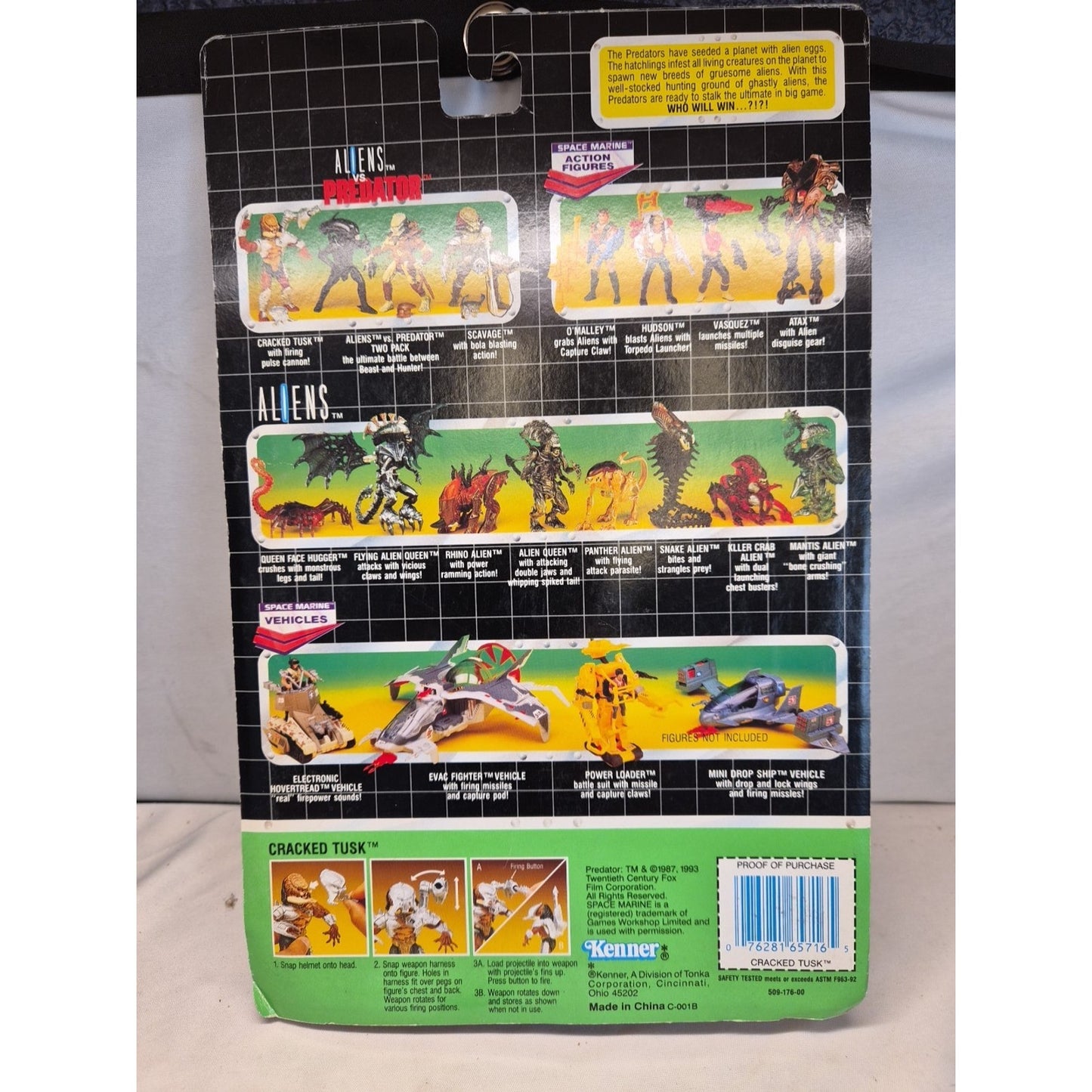 Vintage Predator Cracked Tusk Action Figure Kenner 1993