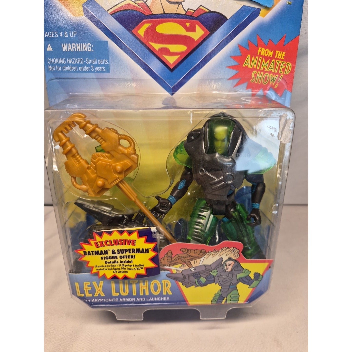 1996 Kenner Superman Lex Luthor With Kryptonite Armor And Launcher Action Figure