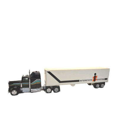 Black Semi Truck Vintage Diecast Interstate System Trailer