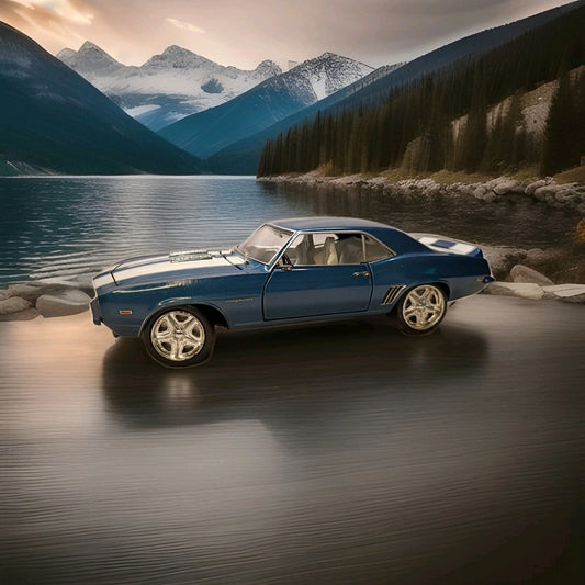 1969 Chevrolet Camaro 427 Diecast – 1:24 Scale –Blue with White Stripes