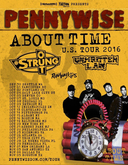 PENNYWISE / STRUNG OUT /UNWRITTEN LAW "ABOUT TIME U.S. TOUR 2016 ***SIGNED