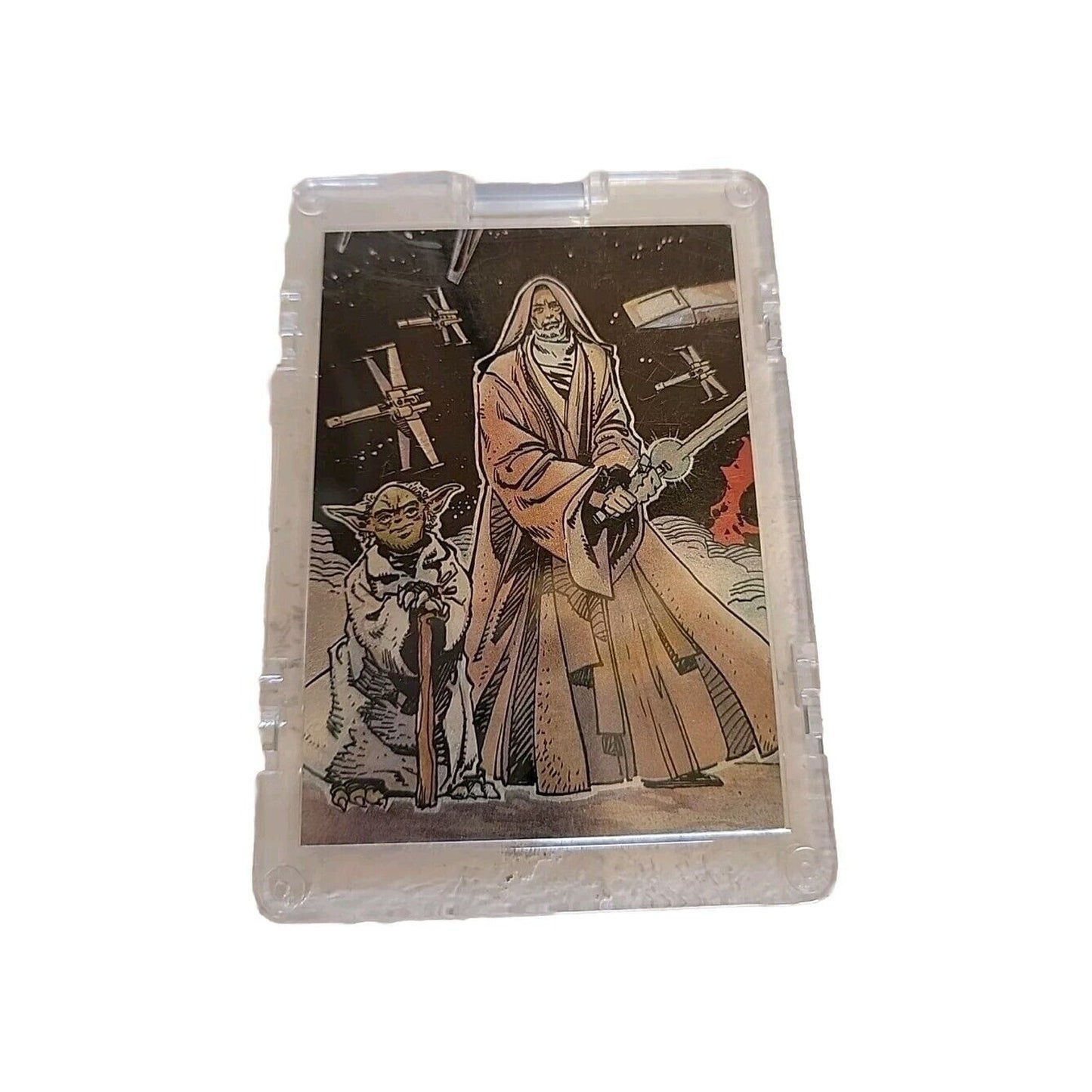 TOPPS STAR WARS GALAXY 1 ETCHED FOIL YODA & OBI-WAN CARD