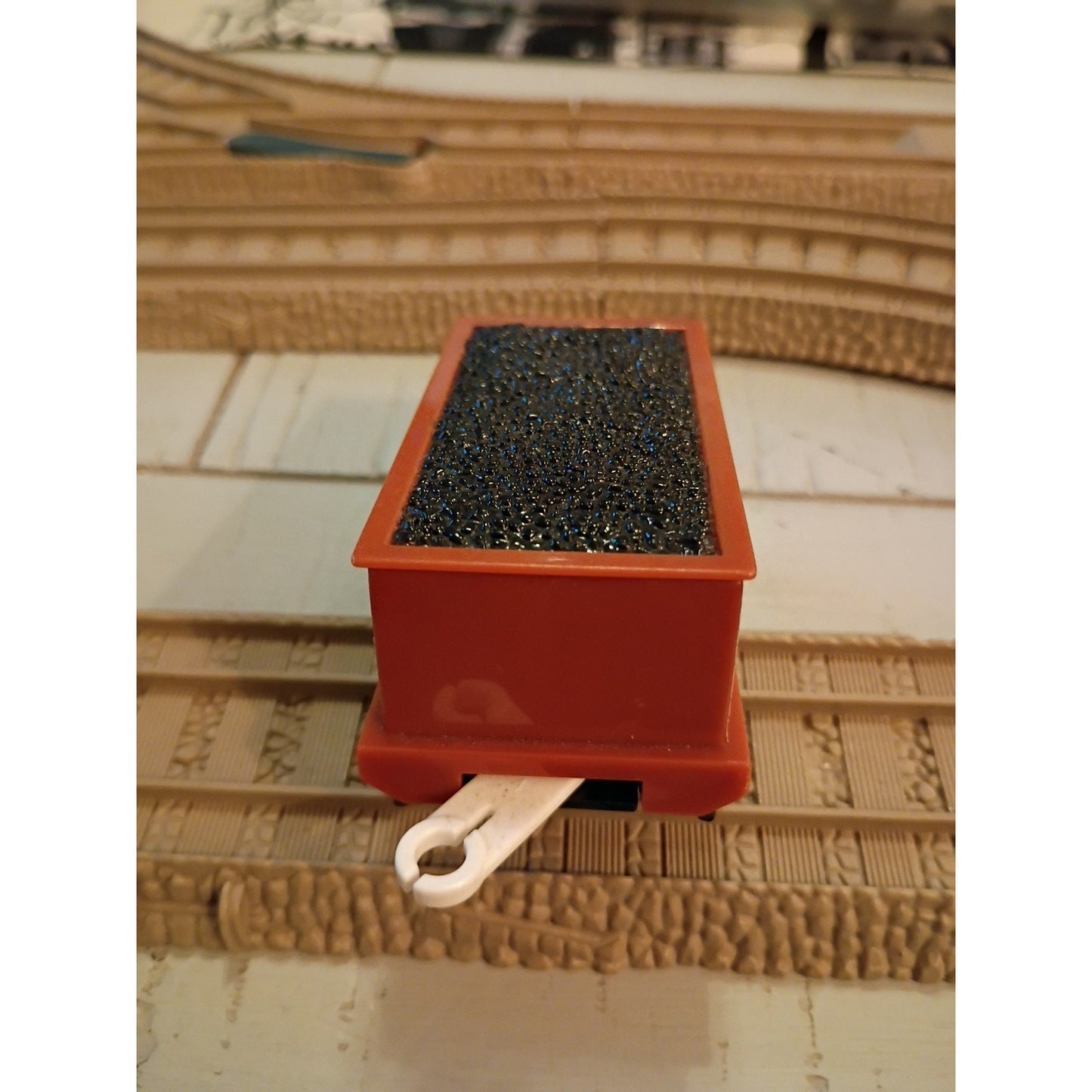 Vintage Mattel Thomas The Tank Engine Sodor Coal Car Adobe Gold Stripe Color