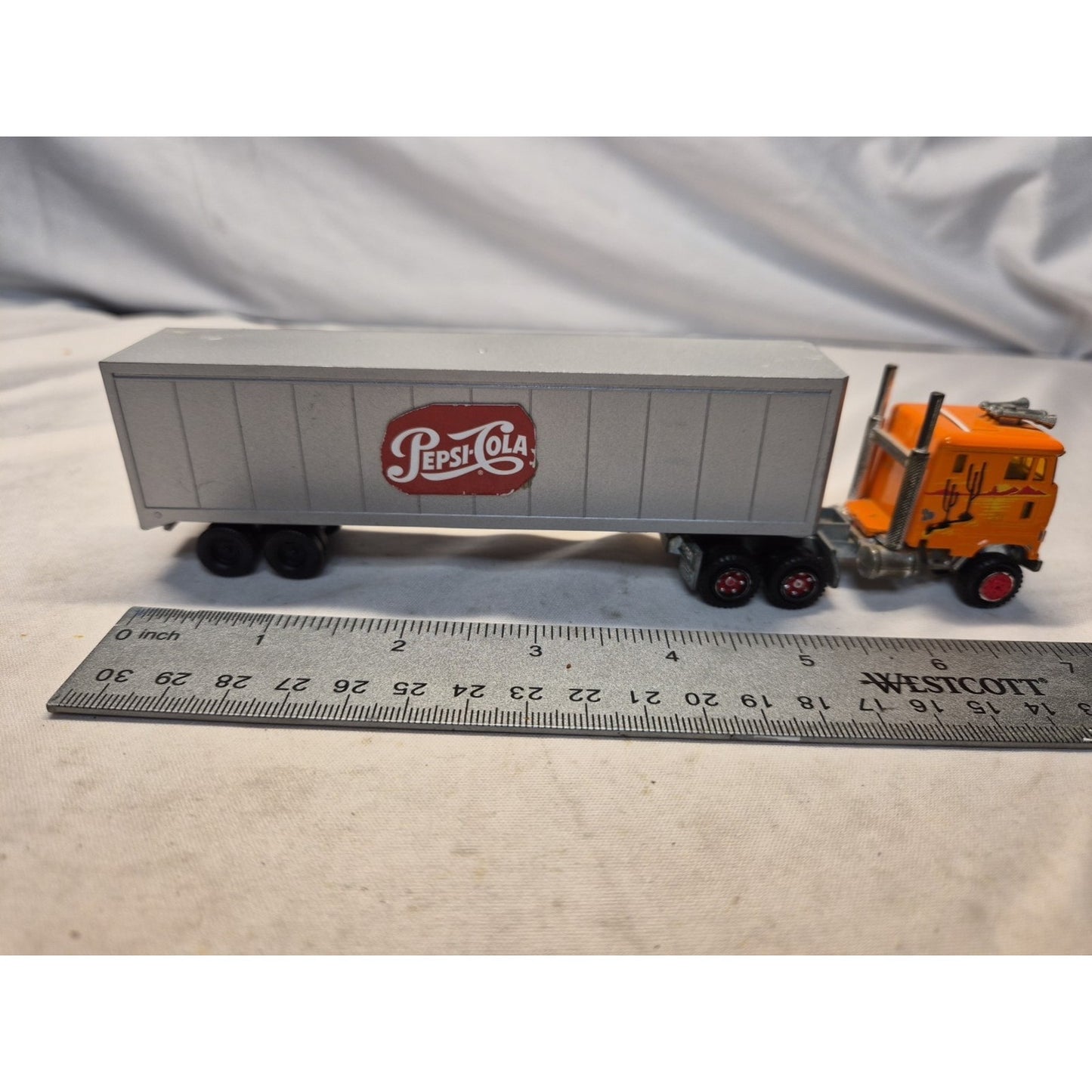 Vintage Majorette Low Loader Ford 1:87 Made In France - Pulling a Classic Pepsi