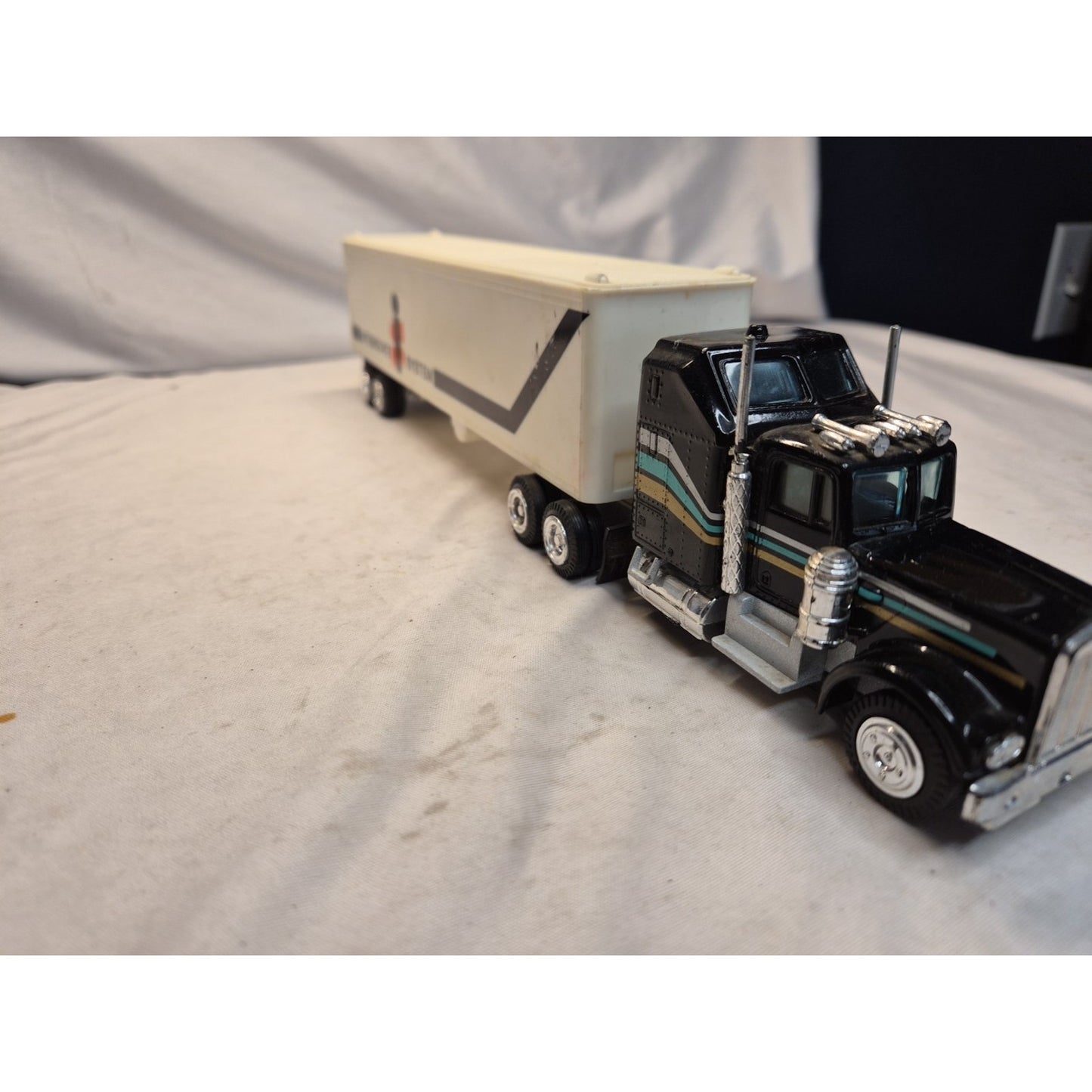 Black Semi Truck Vintage Diecast Interstate System Trailer