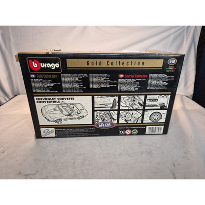 Burago 1998 Black Corvette Convertible Gold Edition 1:18 NEW IN BOX