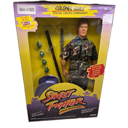 Colonel Guile with Spring Action Sonic Boom Punch Street Fighter 12" Capcom 1993