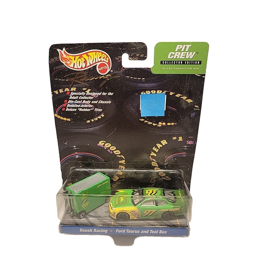 1999 HOT WHEEL ROUSH RACING #97 JOHN DEERE FORD TAURUS AND TOOL BOX PIT CREW