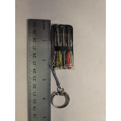 Vintage Mini-Screwdriver Keychain with 3 Tools in a Pouch